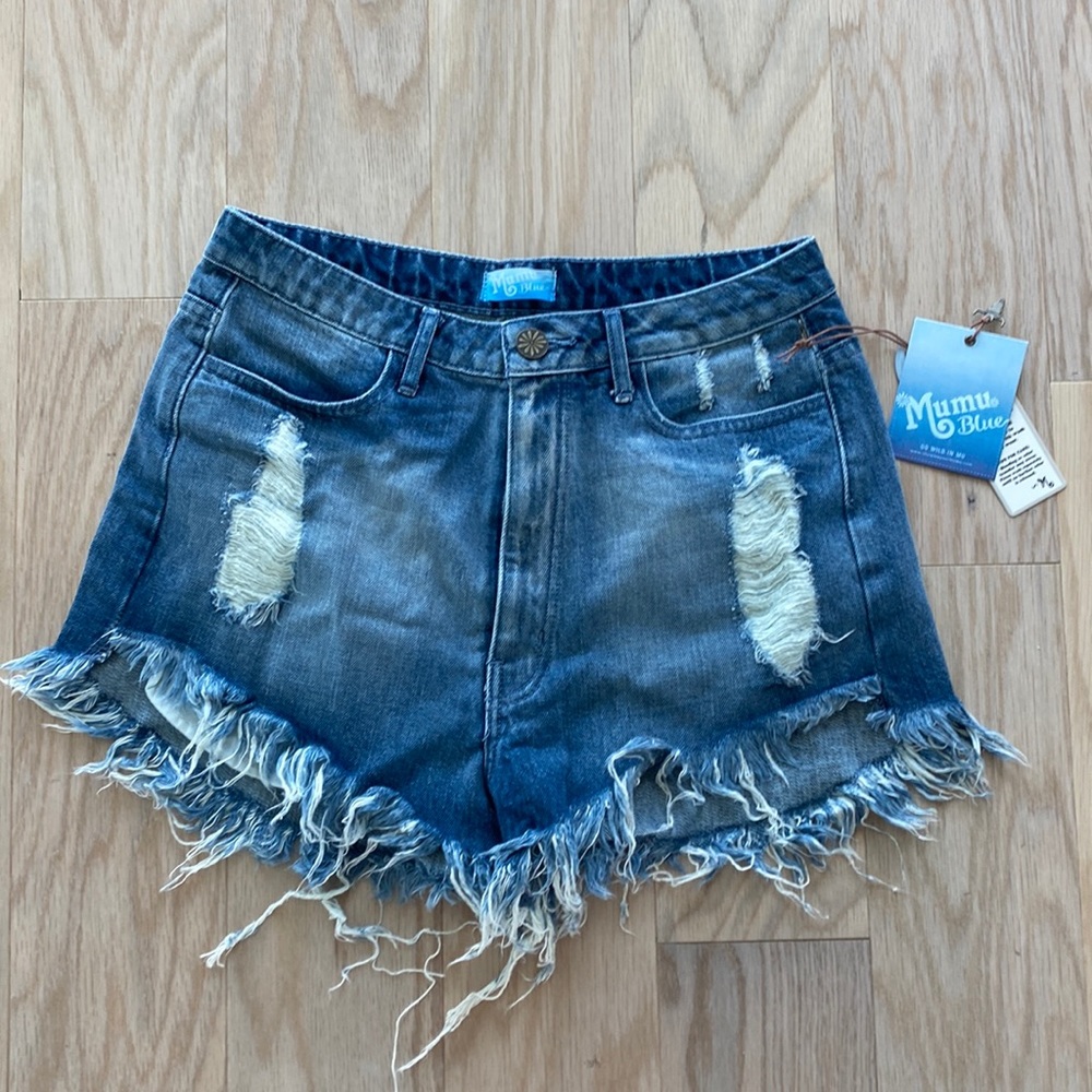 NWT Show Me Your Mumu Distressed Denim Shorts